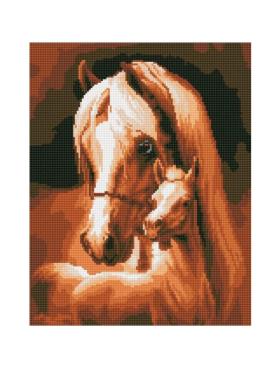 Алмазная мозаика 40*50 см., Цветной Лошадь и жеребёнок