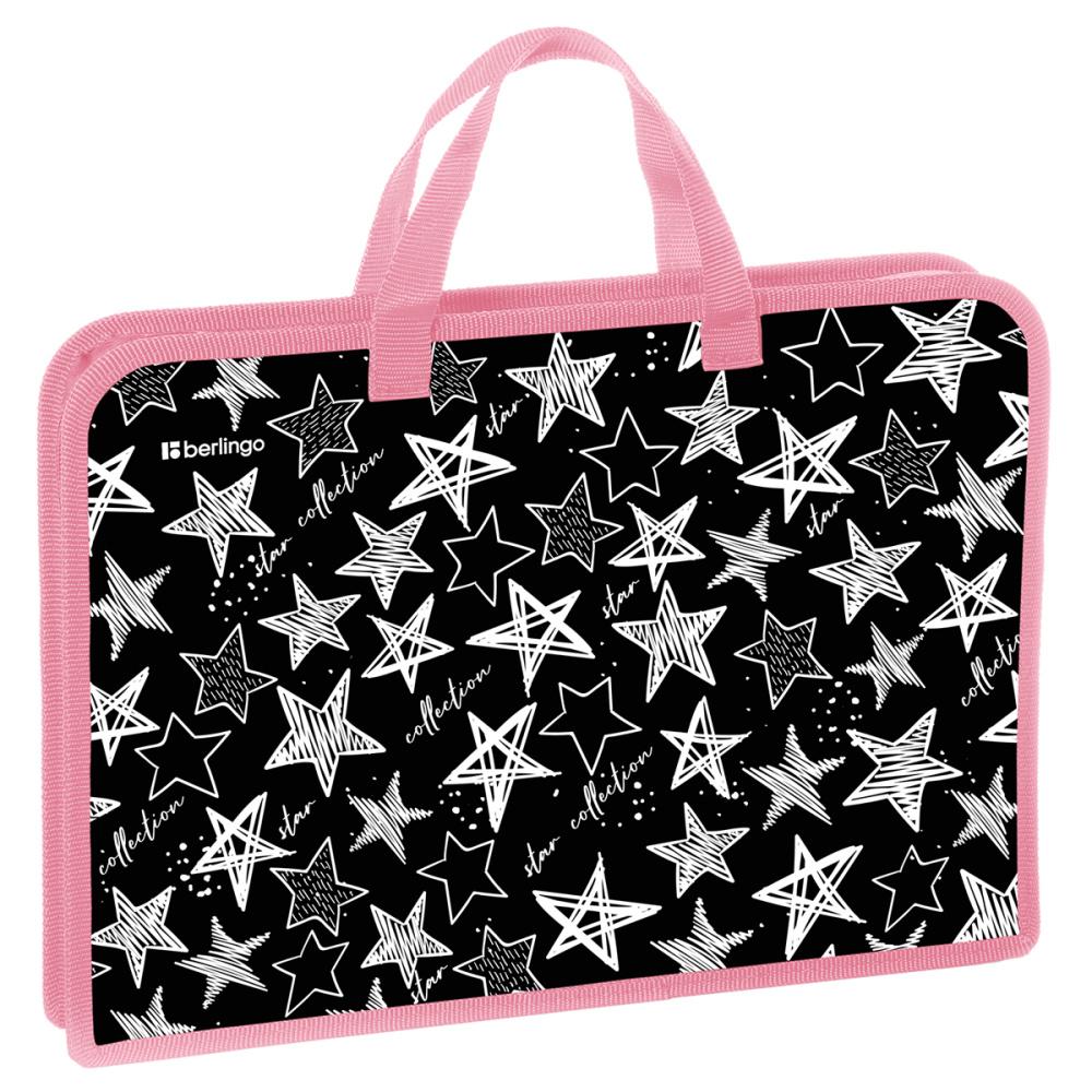 Папка Berlingo Glossy stars А4 с ручками 1 отделение 340 х 245 х 40 мм пластиковая на молнии., пакет