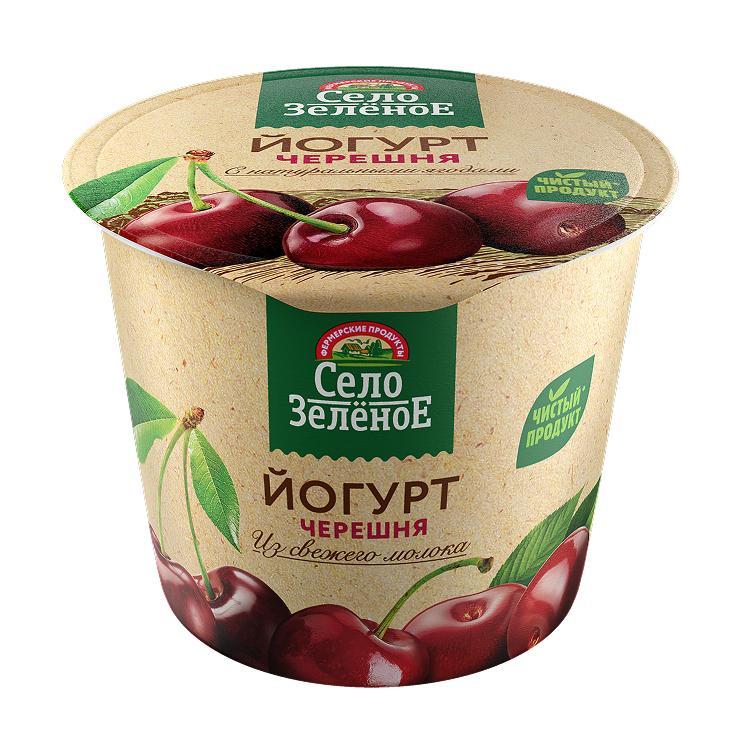 Йогурт Село Зелёное Черешня 3,5% 120 гр., ПЭТ