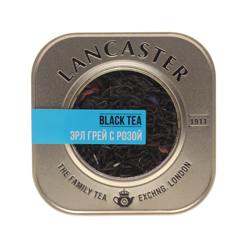 Чай черный с бергамотом лепестками василька и розы, Lancaster, 75 гр., жестяная банка