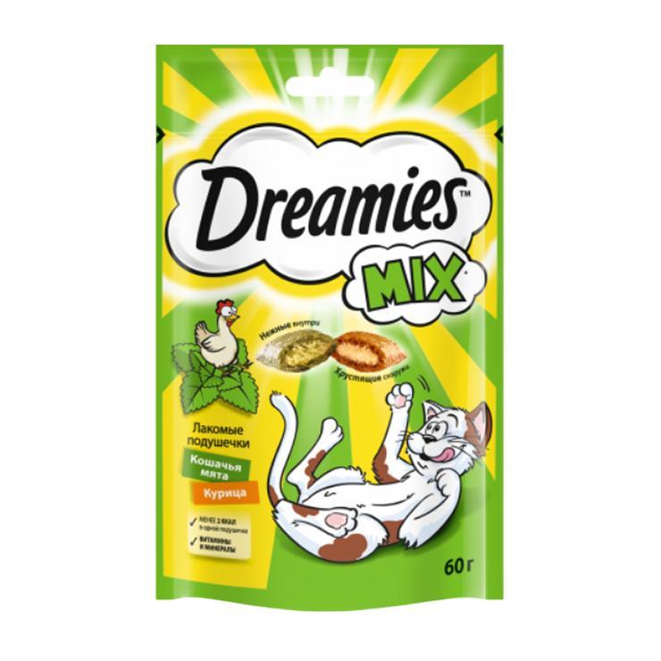 Лакомство для кошек Dreamies с добавлением курицы и кошачей мяты 60 гр., дой-пак