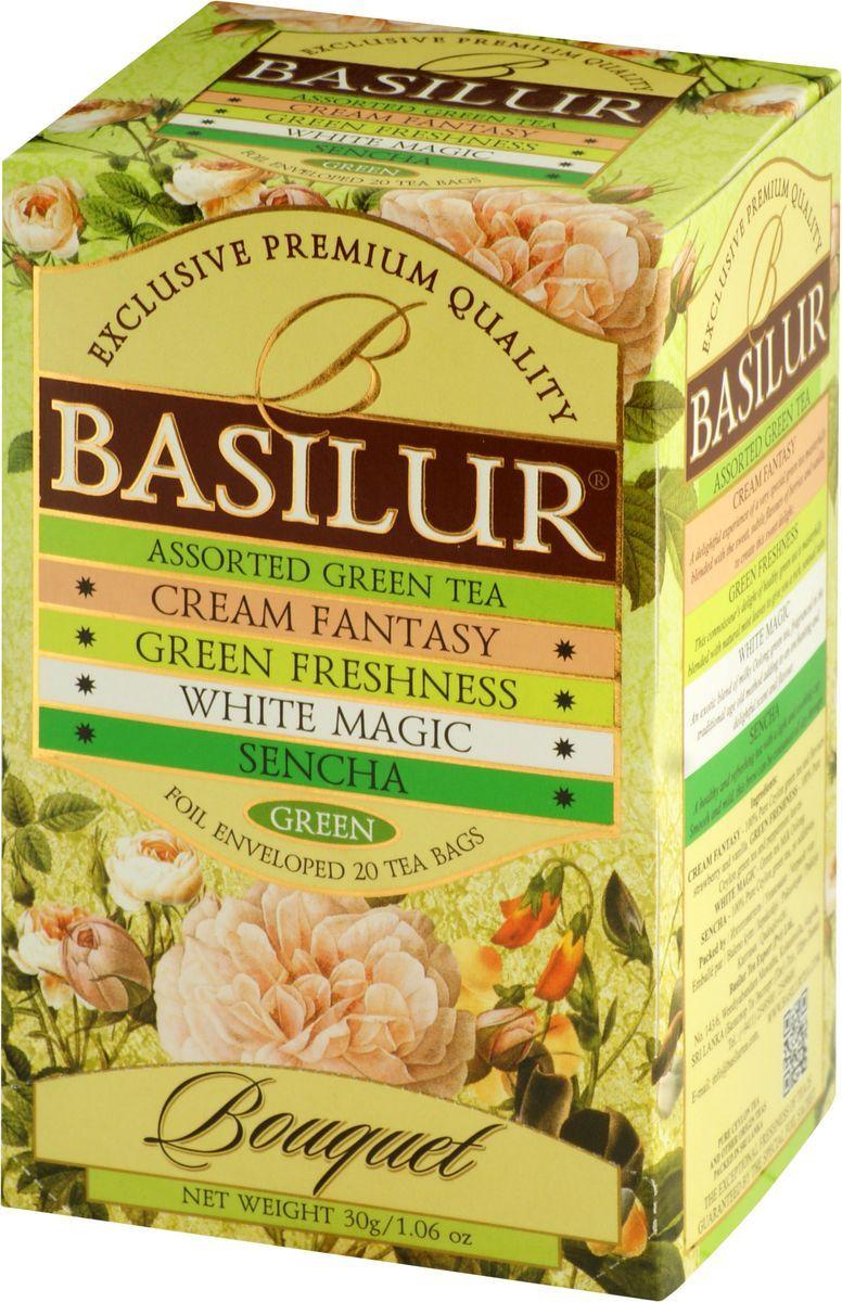 Чай Basilur Assorted Bouquet зеленый, 20 пакетов, 30 гр., картон