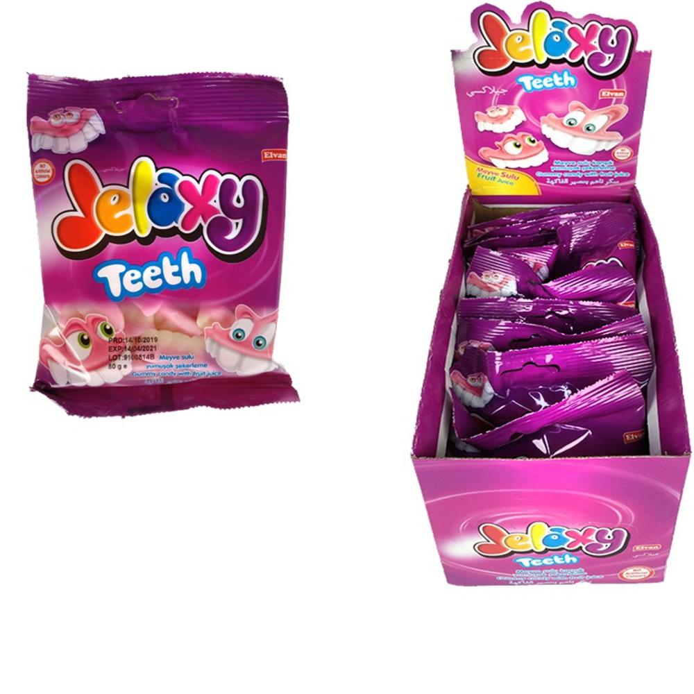 Жевательный мармелад с фруктовым соком Jelaxy Teeth, 80 гр., флоу-пак