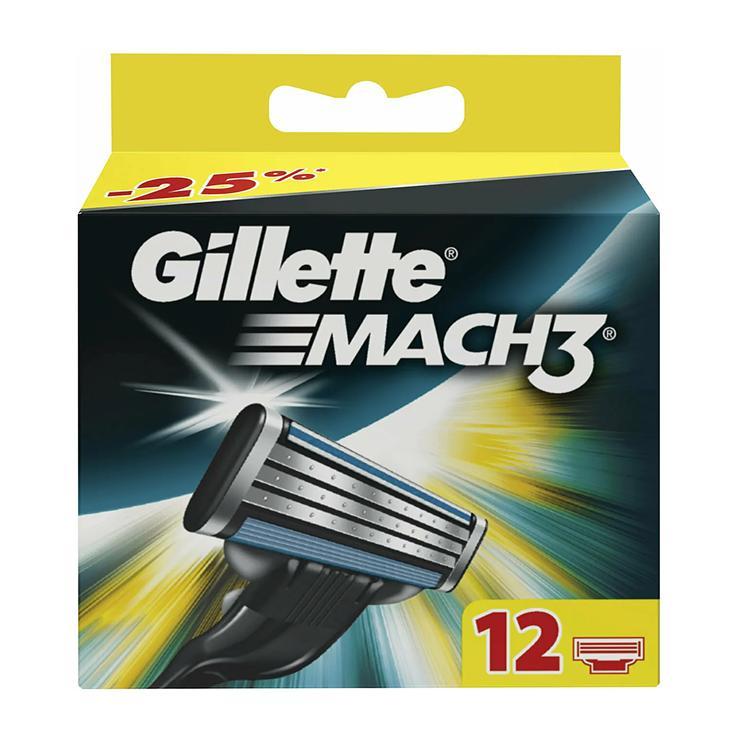 Кассеты для бритвенного станка Gillette Mach3 12 штук, блистер