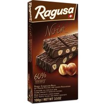 Шоколад горький с трюфельной начинкой и целыми лесными орехами Ragusa Noir, 100 гр.,картонная коробка