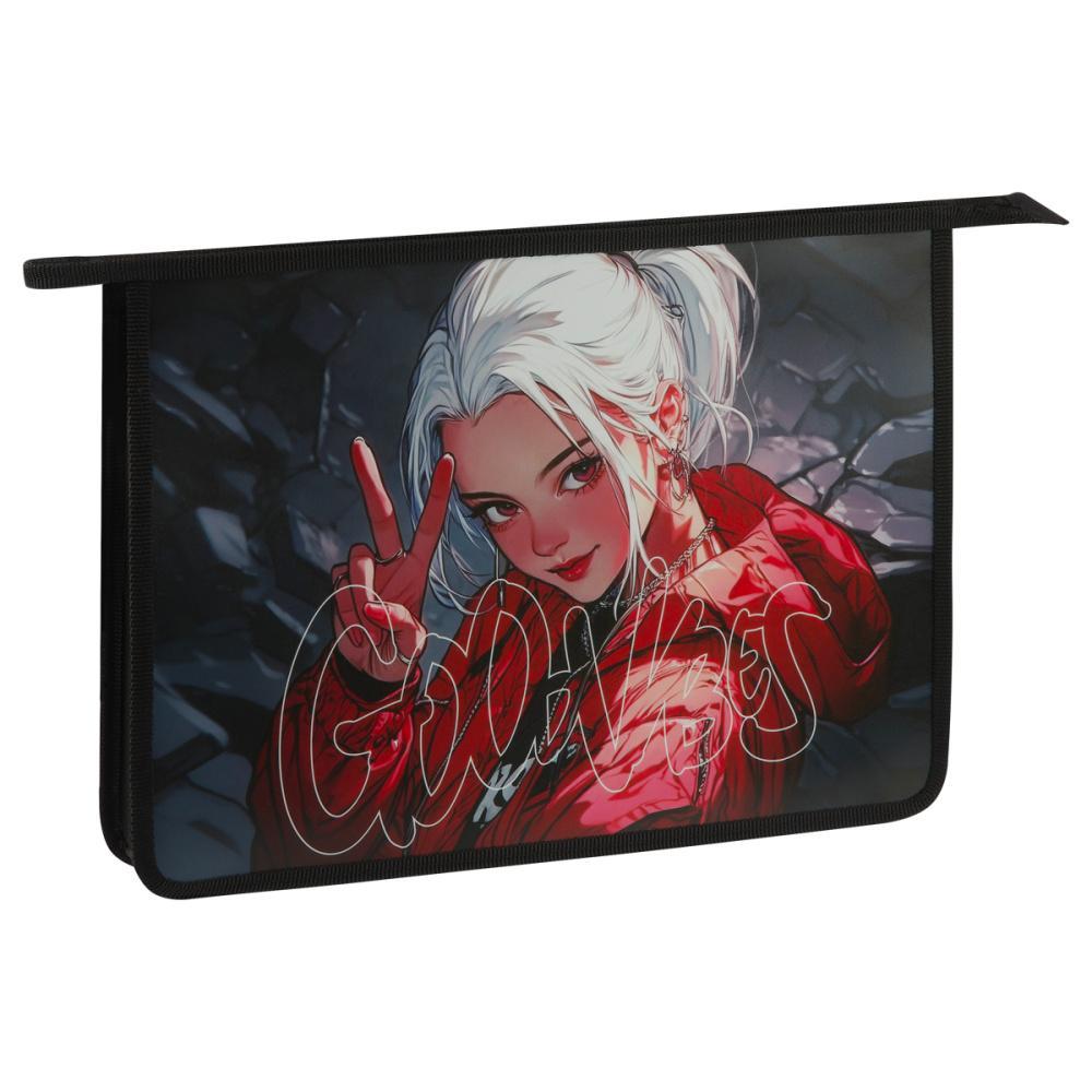 Папка для тетрадей ArtSpace Good Mood А4 1 отделение на молнии пластик, пакет