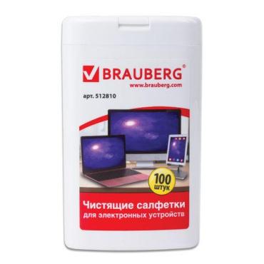 Чистящие салфетки для ноутбуков и оптических поверхностей 100 шт.,, Brauberg, 200 гр., пластиковый пакет
