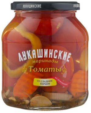 Томаты маринованные со сладким перцем Лукашинские по-домашнему, 670 гр., Стекло