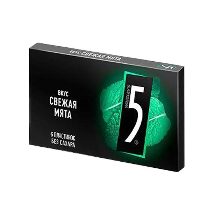 Жевательная резинка Wrigley's 5 свежая мята 15,6 гр., картон