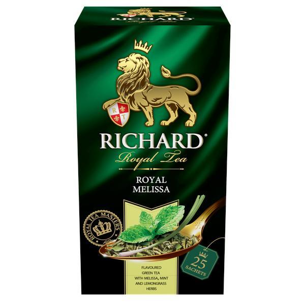 Чай Richard Royal Melissa зеленый с добавками, 25 пакетов, 37,5 гр., картон