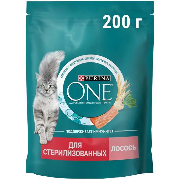 Корм сухой Purina ONE Sterilized для стерилизованных кошек Лосось, 200 гр., дой-пак