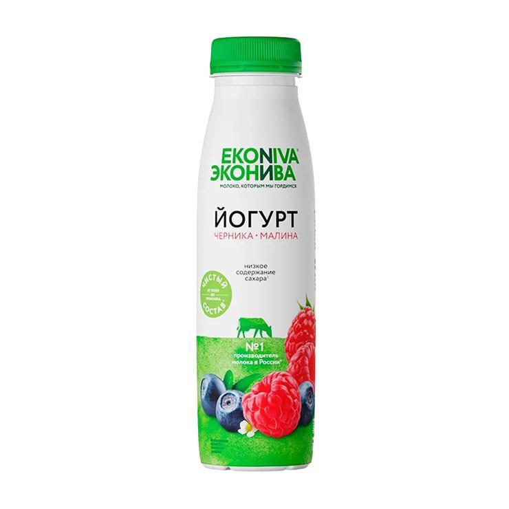 Йогурт питьевой ЭкоНива Fitness Line с черникой и малиной 2,5% 300 гр., ПЭТ
