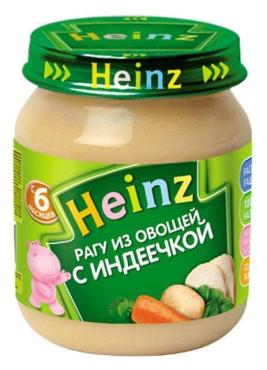 Пюре рагу из овощей с индейкой, с 8 мес., Heinz, 120 гр., стекло