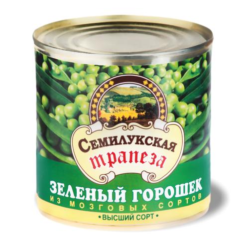 Горошек Семилукская трапеза зеленый (из мозговых сортов) ГОСТ 1сорт, 400 гр., ж/б