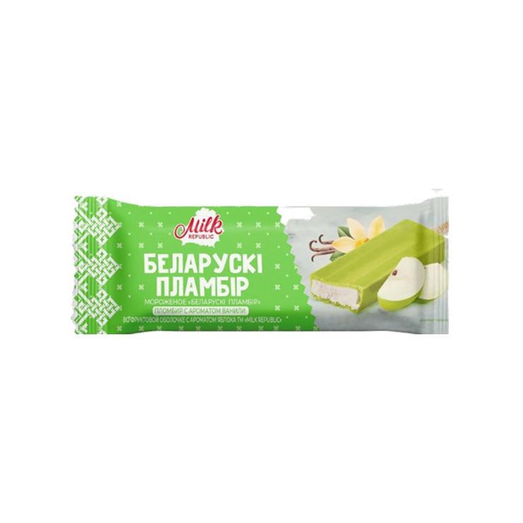 Мороженое Беларускi пламбiр эскимо в оболочке из фруктового льда 15 % 70 гр., флоу-пак