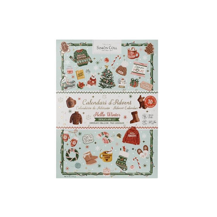 Адвент-календарь Simon Coll hello winter из молочного шоколада 216 гр., картон