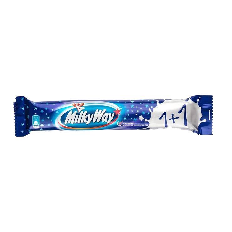 Батончик Milky Way 1+1 шоколадный 52 гр., флоу-пак