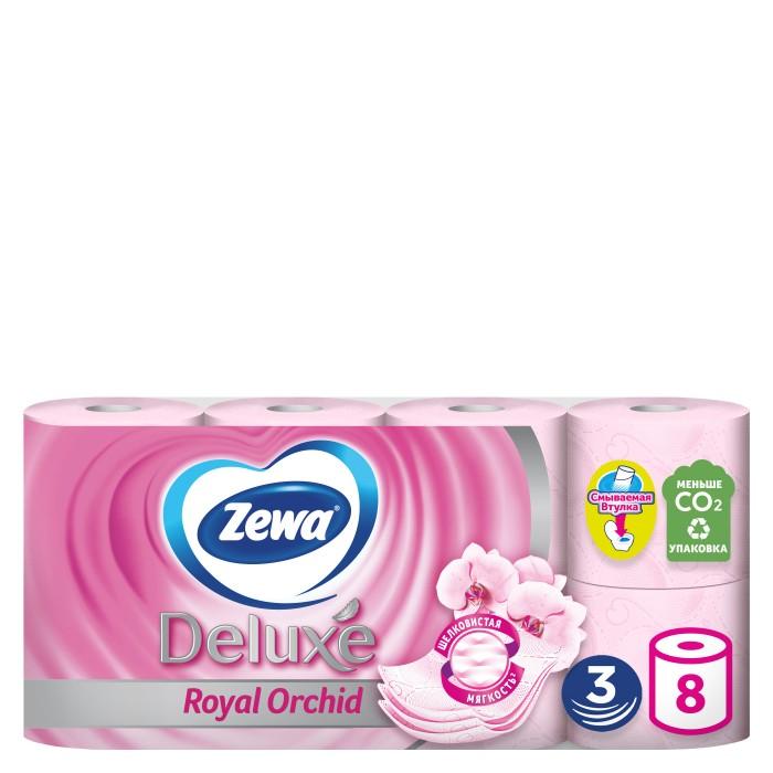 Туалетная бумага Zewa Deluxe Орхидея 3 слоя 8 шт., флоу-пак