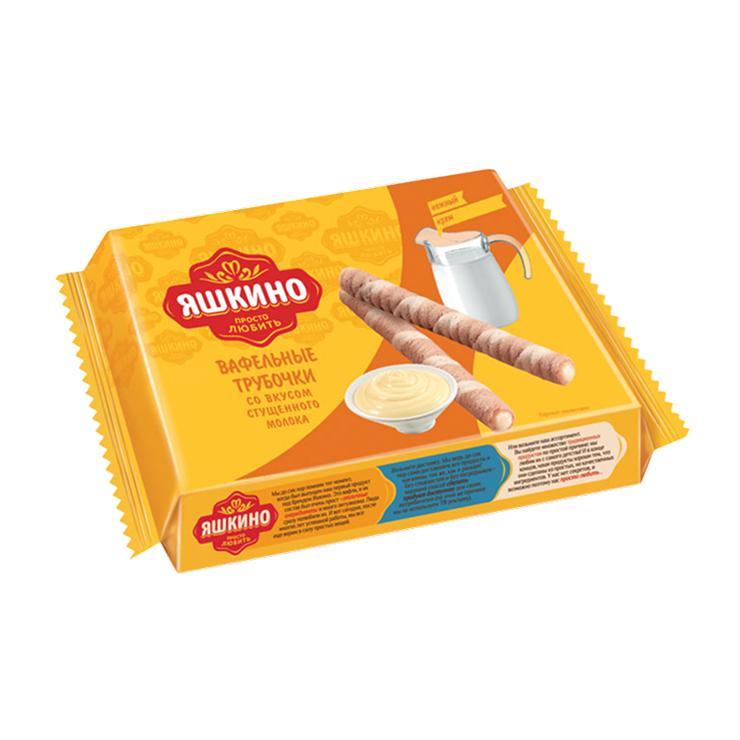 Трубочки Яшкино Вафельные со сгущеным молоком 190 гр., флоу-пак
