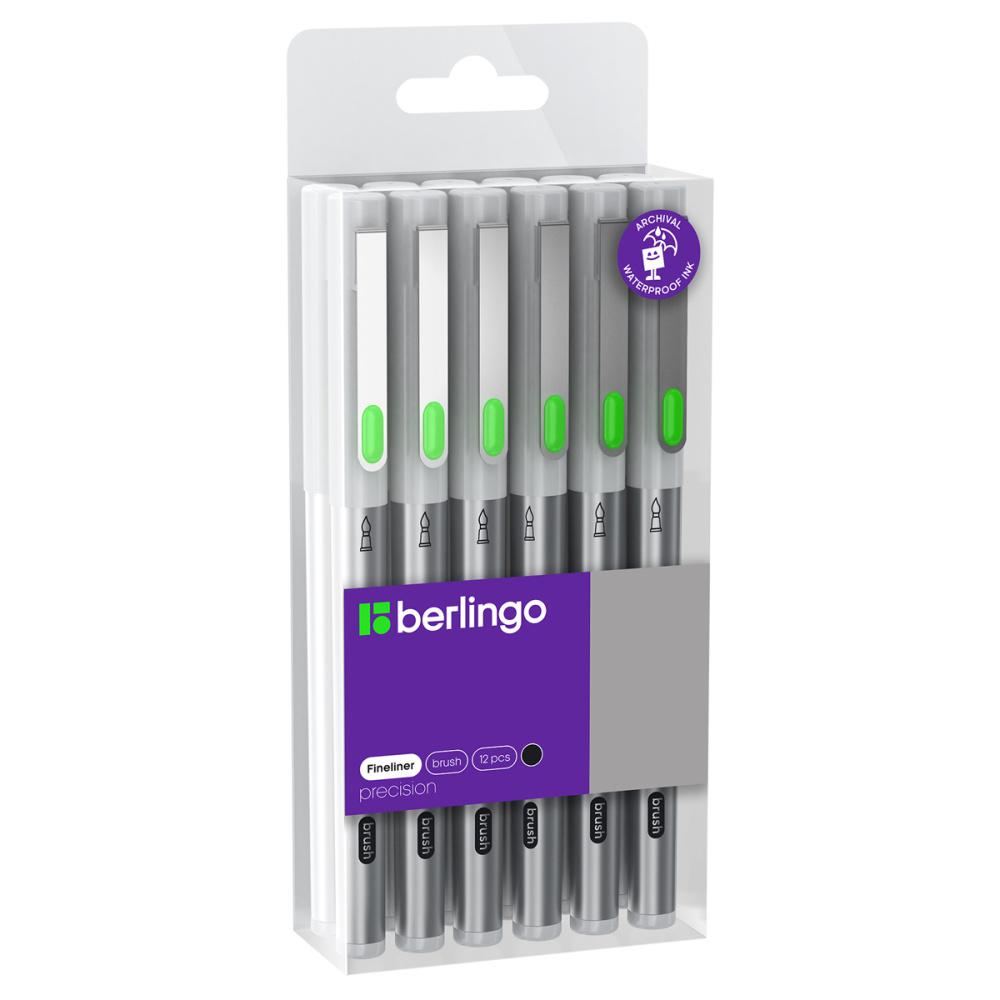 Ручка Berlingo Precision капиллярная кисть черная., картон