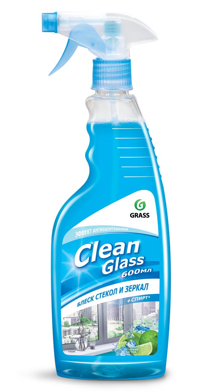 Моющее средство Grass Clean Glass блеск стекол и зеркал Голубая лагуна 600 мл., ПЭТ