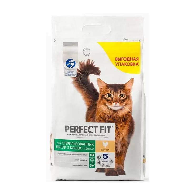 Корм для кошек сухой Perfect Fit для стерилизованных кошек курицей 5 кг., пакет