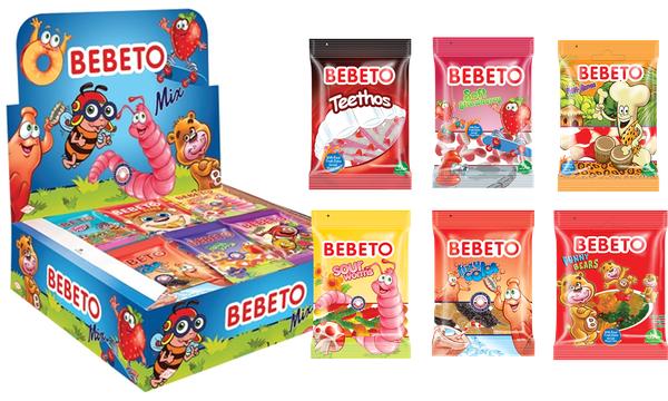 Жевательный мармелад Bebeto MIX 6 вкусов ассорти 18 гр., флоу-пак