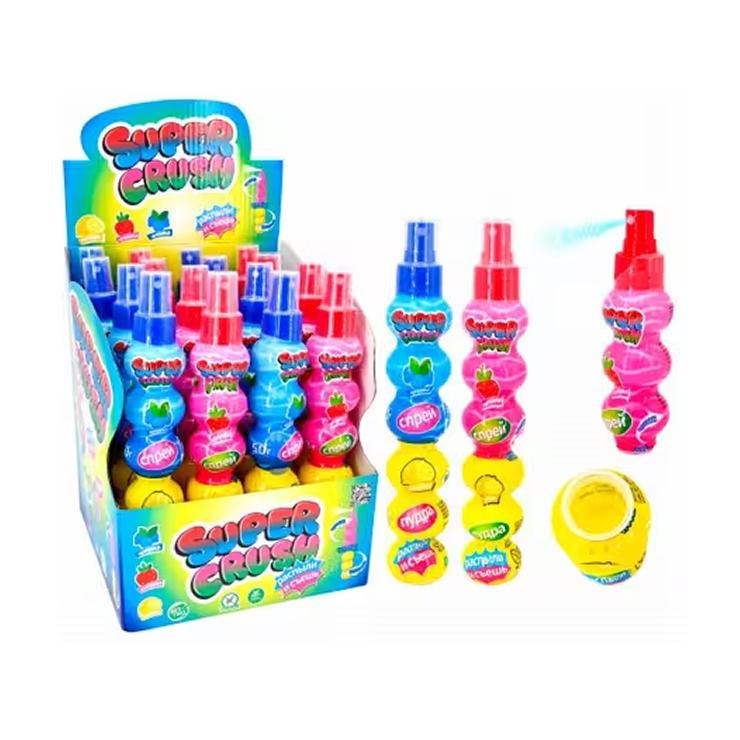 Конфета жидкая Super Crush в бутылке с кислой пудрой в ассортименте 80 гр., пластик