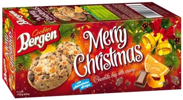 Печенье Bergen Original Cookies с шоколадом и апельсином 135 гр., картон