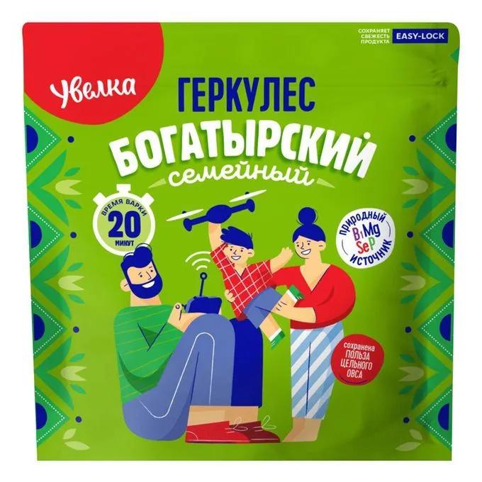 Хлопья овсяные Увелка Геркулес Богатырский 20 минут 500 гр., дой-пак