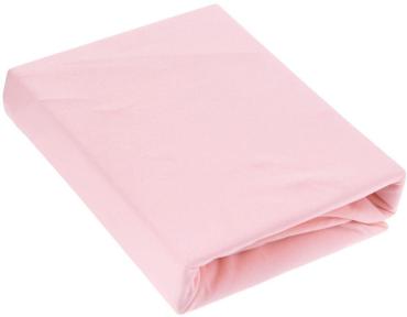 Простыня трикотажная на резинке 90*200 100% хлопок, плотность 145 гр. розовая, пластиковый пакет