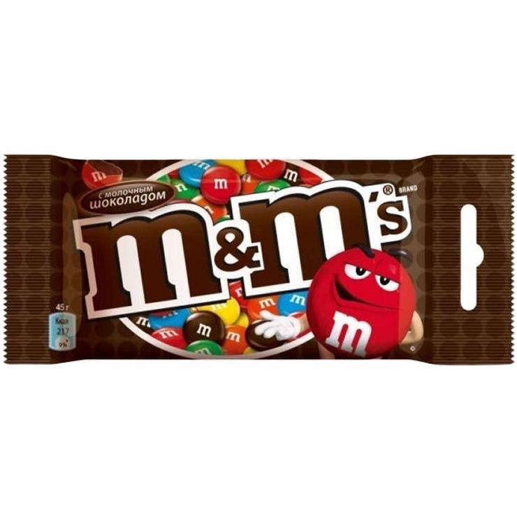 Драже M&M's ingle покрытое разноцветной сахарной глазурью шоколадное 36 гр., флоу-пак