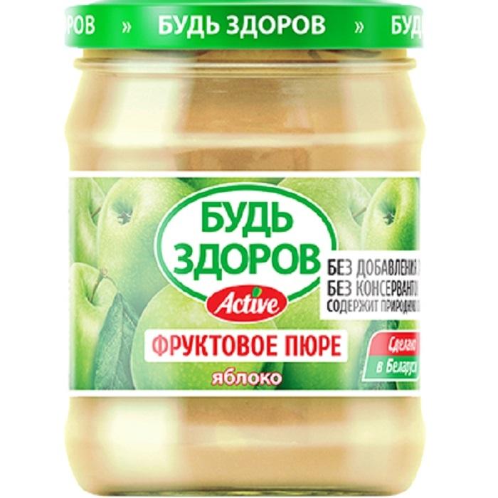 Пюре яблочное фруктовое Будь Здоров, 240 гр., стекло