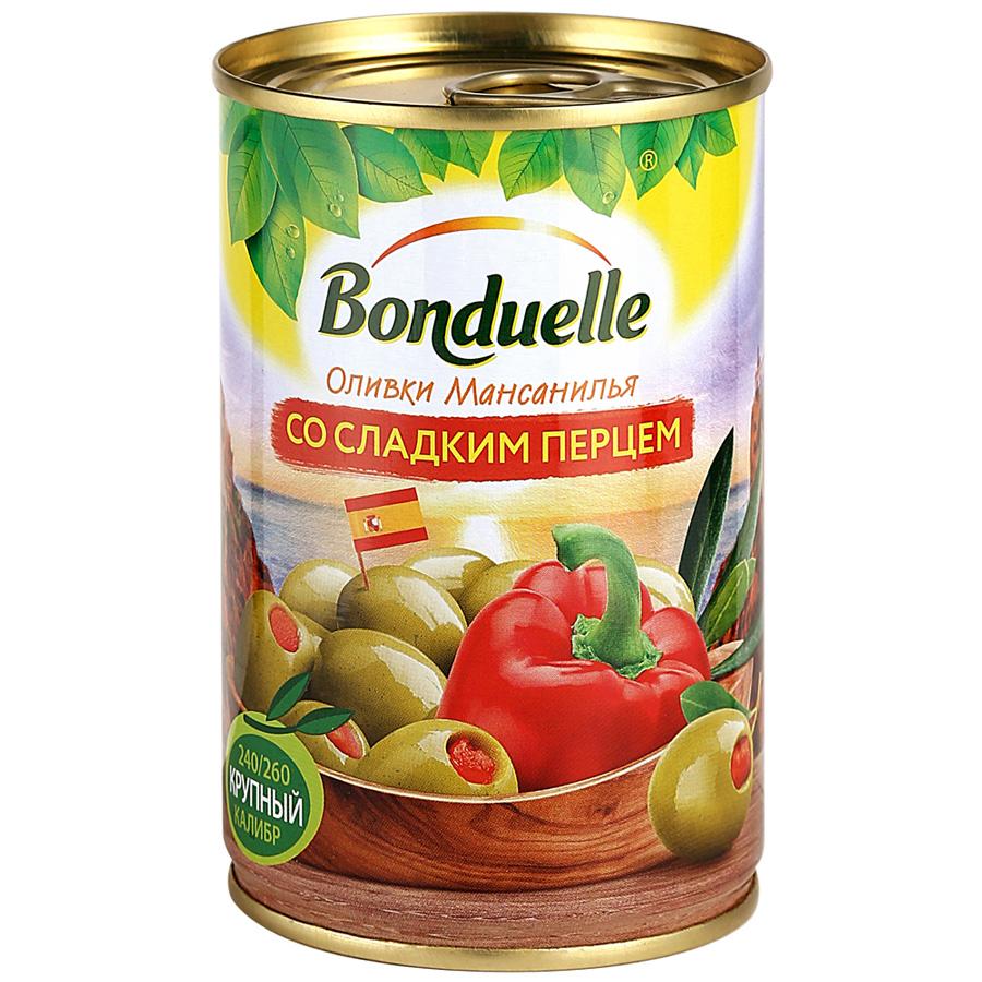 Оливки Bonduelle со сладким перцем, 314 мл, ж/б