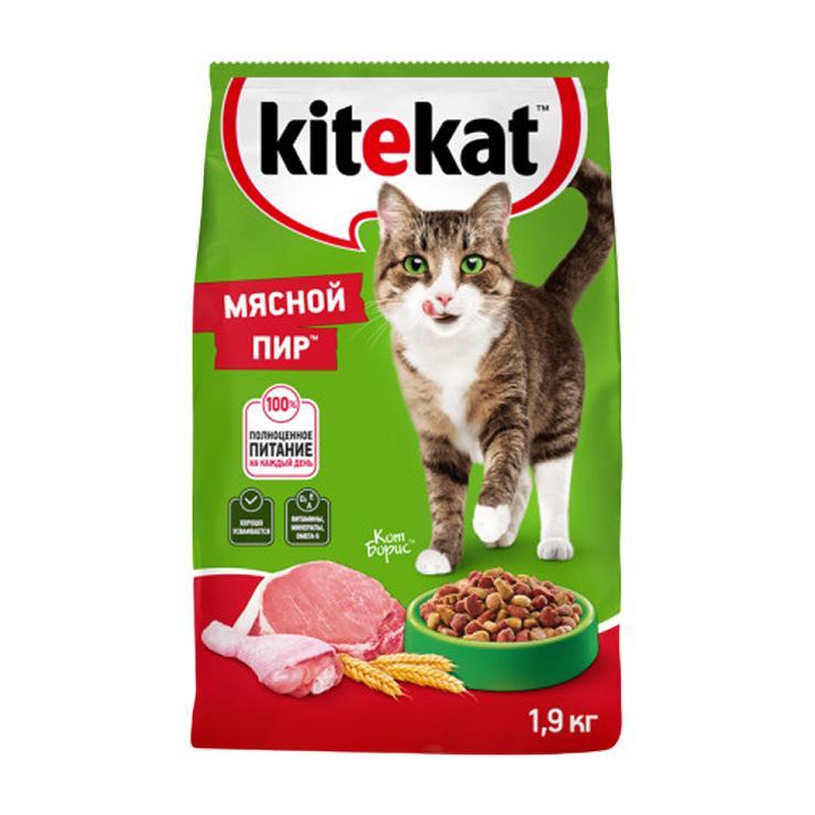Корм для кошек сухой Kitekat мясной пир 1,9 кг., пакет