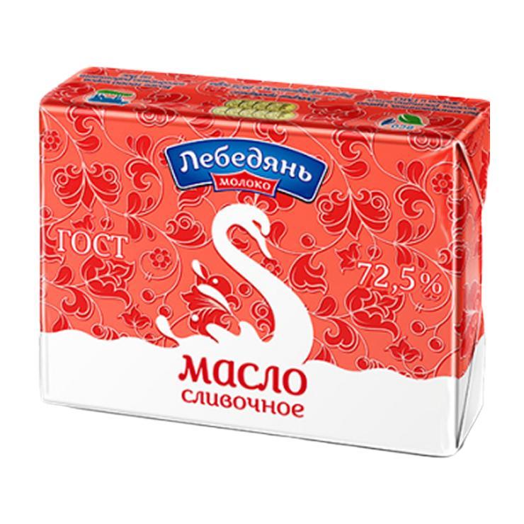 Масло сливочное ЛебедяньМолоко 72,5% 180 гр., обертка