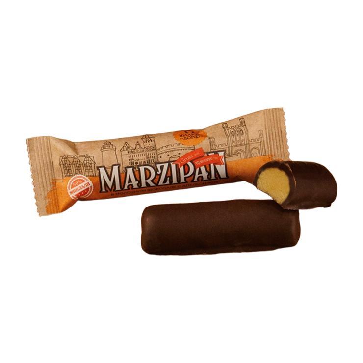 Марципановый батончик ШААКЕН ДОРФ в молочном шоколаде с апельсином 50 гр., флоу-пак