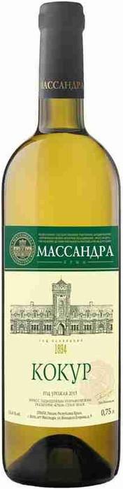 Вино белое сухое Массандра, Кокур 11 %, Крым, 750 мл., стекло