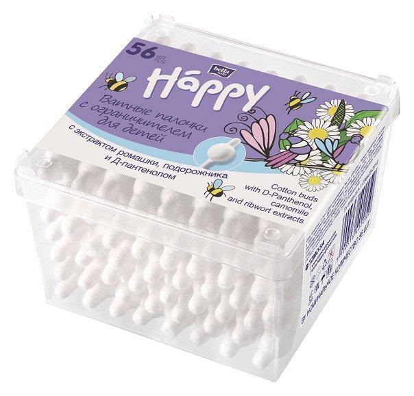 Ватные палочки Bella Baby Happy с экстрактом ромашки 56 шт., ПЭТ
