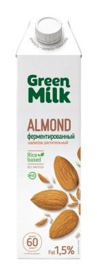 Напиток б/а на рисовой основе Миндаль Green Milk 1 л., тетра-пак