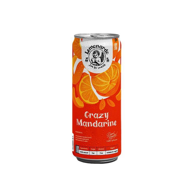 Напиток газированный Lemonardo Crazy Mandarine мандарин с базиликом без сахара 330 мл., ж/б