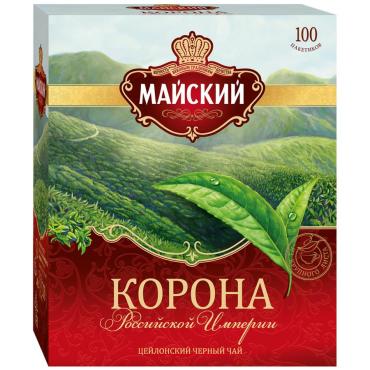 Чай черный 100 пак., Майский Корона Российской Империи, 200 гр., картонная коробка