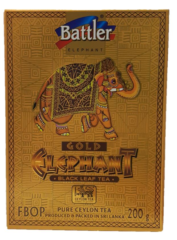 Чай листовой черный Battler Золотой слон Fbop, 200 гр., картонная коробка