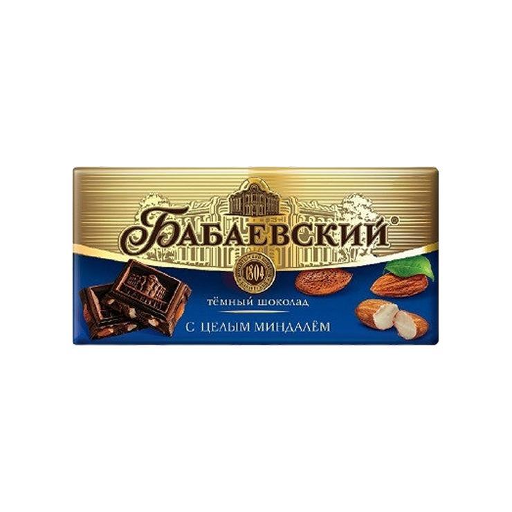 Шоколад Бабаевский темный цельный миндаль 90 гр., обертка