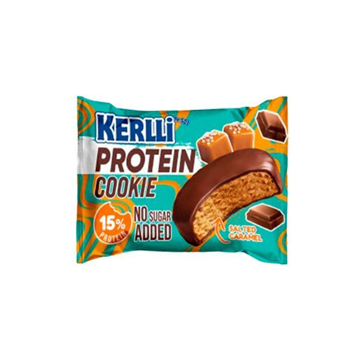Печенье Kerlli протеиновое глазированное со вкусом карамели без сахара 45 гр., флоу-пак