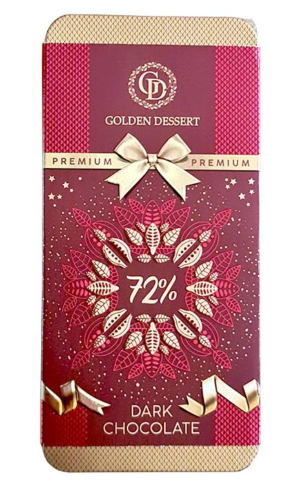 Шоколад подарочный горький 72% , , Golden Dessert, 100 гр., ж/б