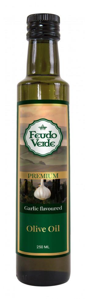 Масло оливковое Feudo Verde Extra Virgin нерафинированное с чесноком 250 мл., стекло