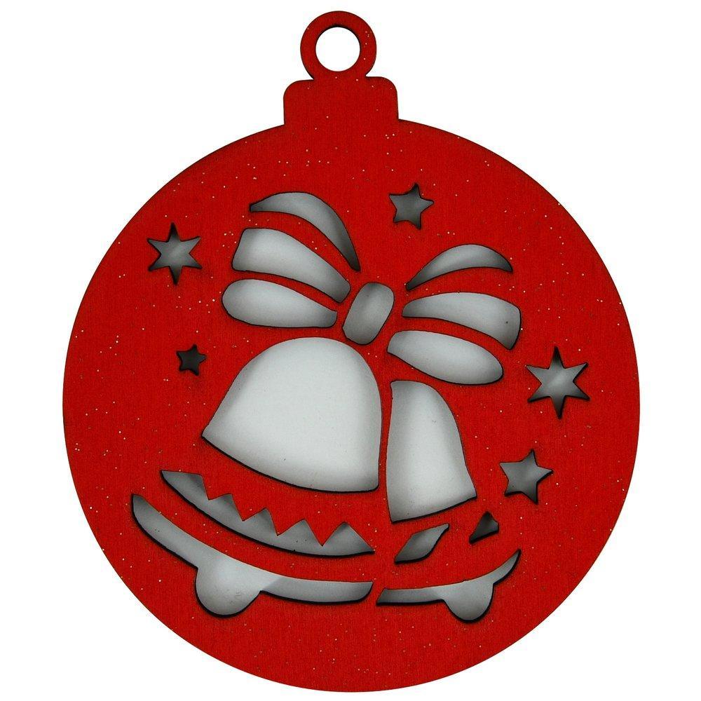 Ёлочные украшения Мультидом деревянные колокольчик красный 94 мм х 80 мм 6 шт., пакет