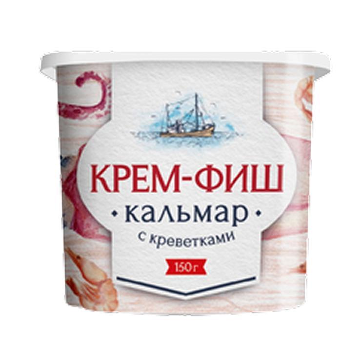 Паста Крем-фиш из морепродуктов кальмар с креветками 150 гр., пластиковый контейнеровый контейнер