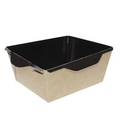 Упаковка без крышки OpSalad OSQ BLACK WOOD 222х162х55 мм крафт-черный 1000 мл., пакет